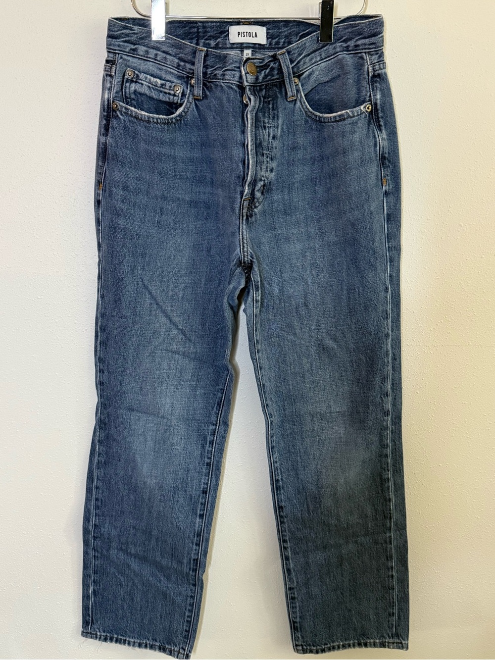 Pistola High Rise Cropped Straight Leg Jeans Medium Wash Size 27